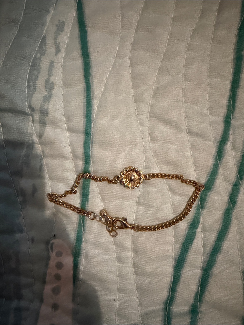 Gold Floral Charm Chain Bracelet - Women's Jewelry